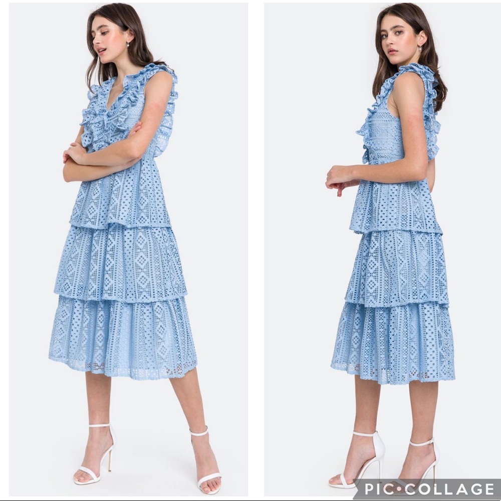 NWT Endless Rose Allover Lace Tiered MIDI Dress